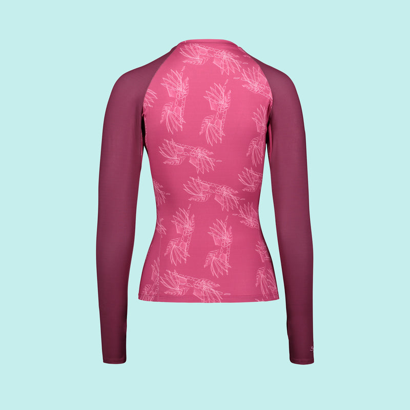 Second Skin Eco Friendly Rash Guard For Women With +50 UPF in Pink Very Berry - Anowi Surfwear