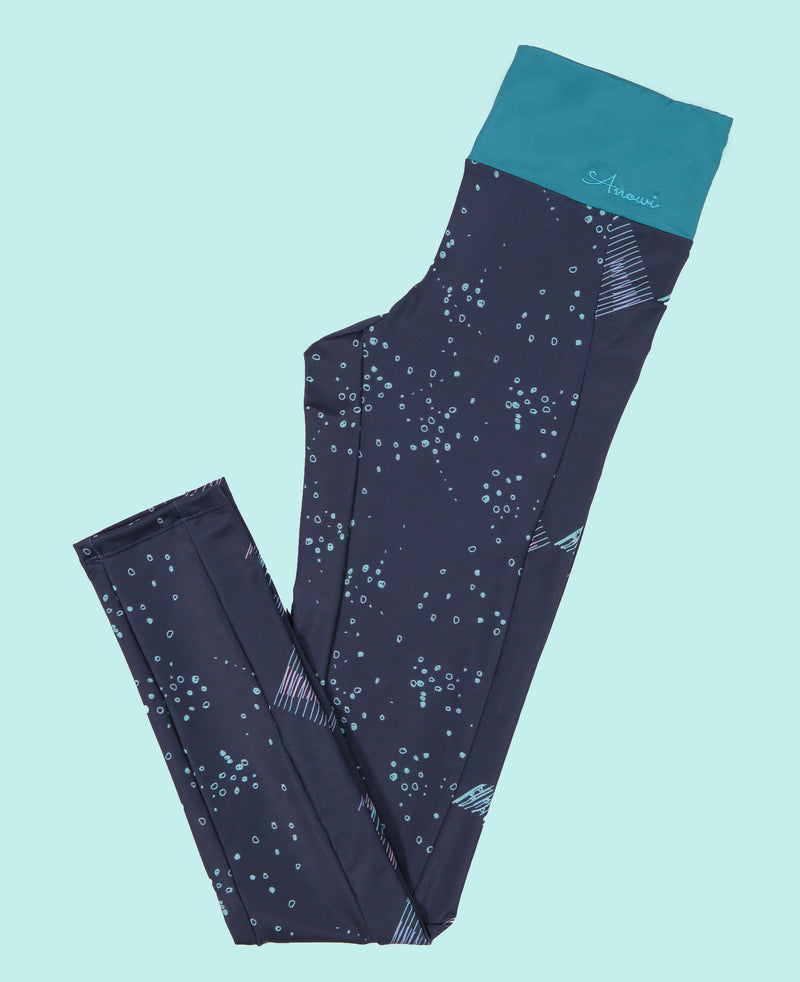 Eco Friendly Second Skin Swim & Surf Leggings in Navy Geoluminescence With  +50 UPF
