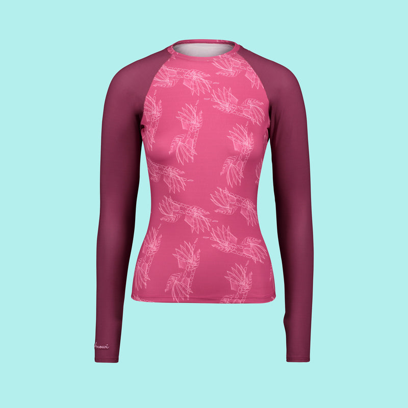Second Skin Eco Friendly Rash Guard For Women With +50 UPF in Pink Very Berry - Anowi Surfwear